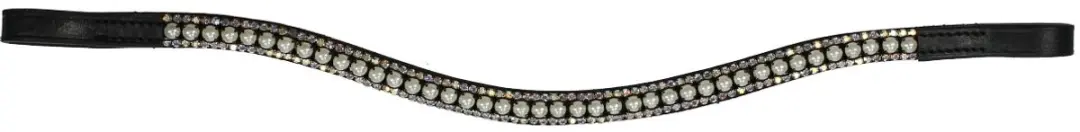 Epplejeck Frontriem Shiny Pearl Zwart - Cob