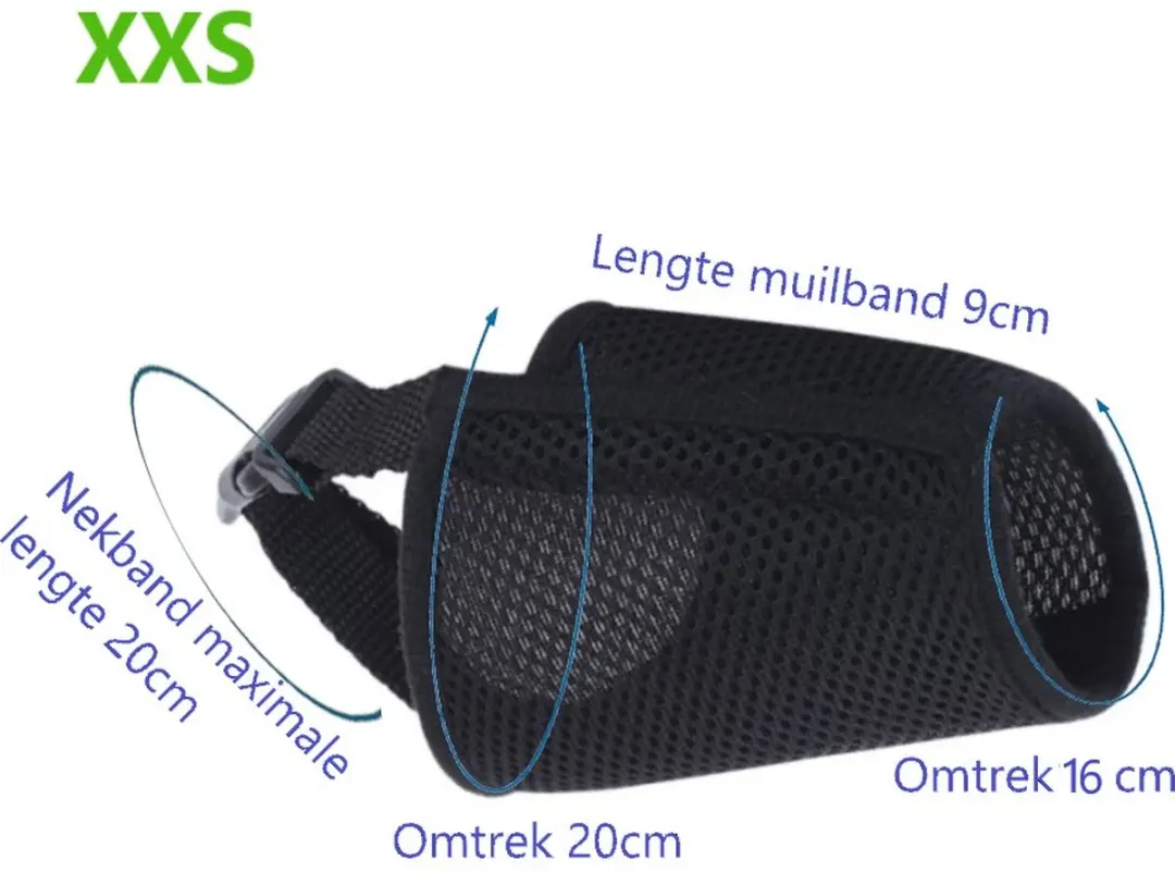 Nobleza Muilkorf Honden XXS - Zwart Mesh