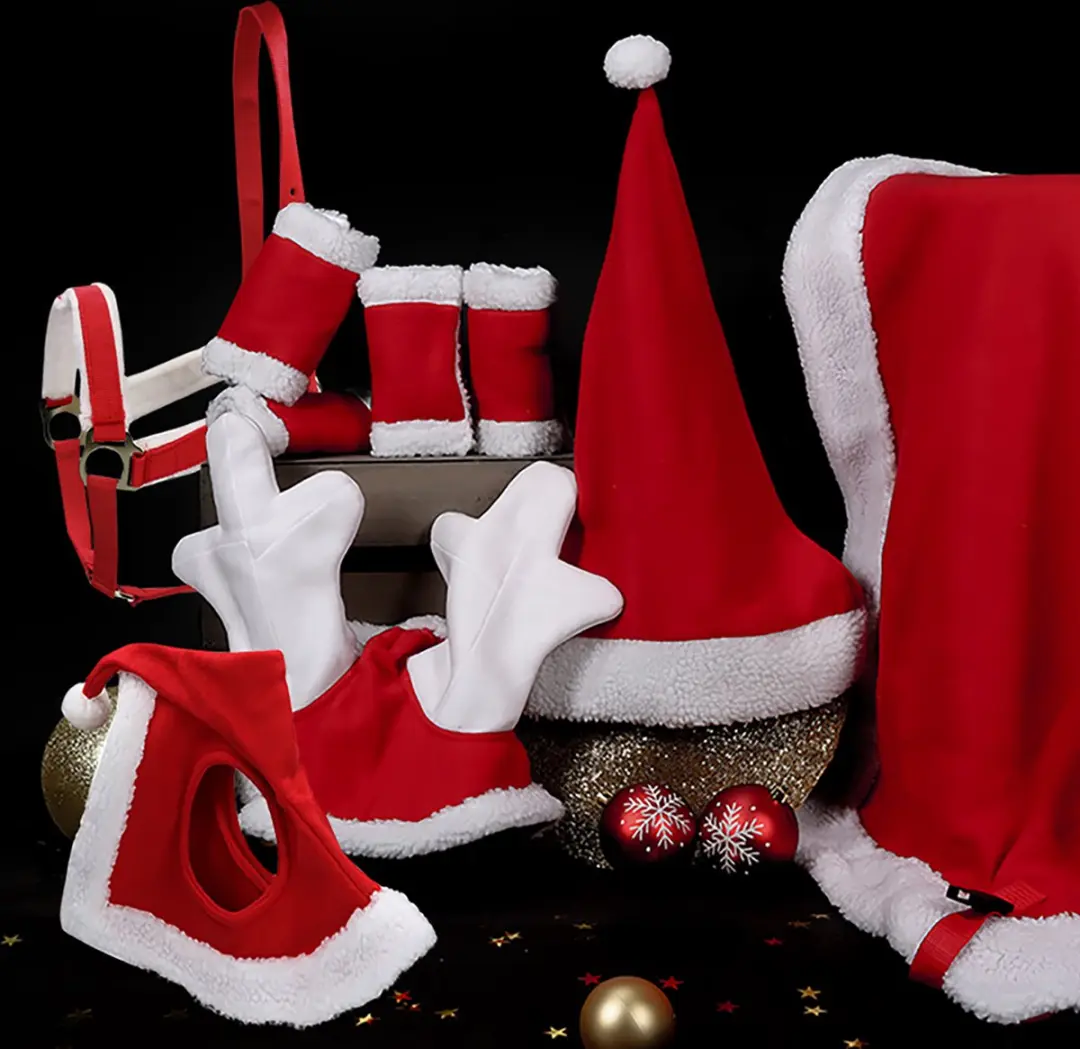 Epplejeck Uitrijdeken Ejchristmas Rood - Paarddek - 4-seizoenen