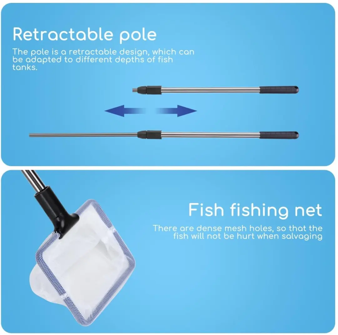 Nobleza Aquarium Schoonmaakset 5-in-1 - 85cm - Zilver