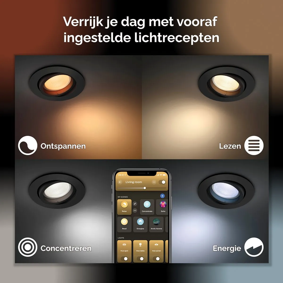 Philips Hue Centura Inbouwspot 3-pack - Zwart - afbeelding 6 van 6