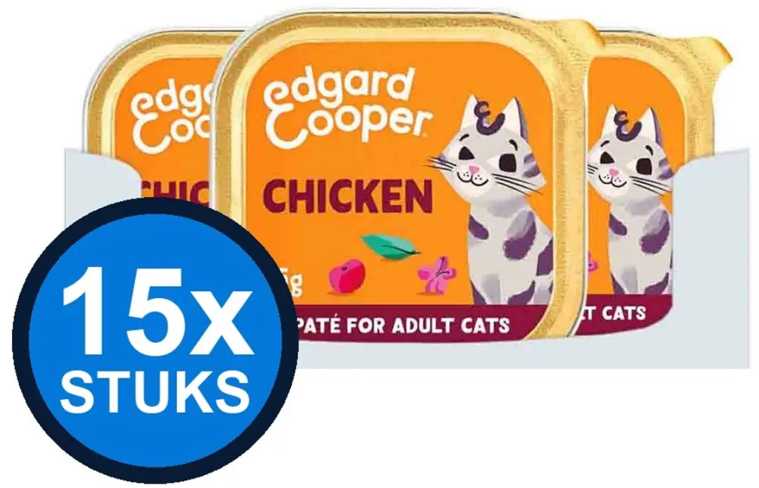15x Edgard&Cooper kat adult paté kip 85gr