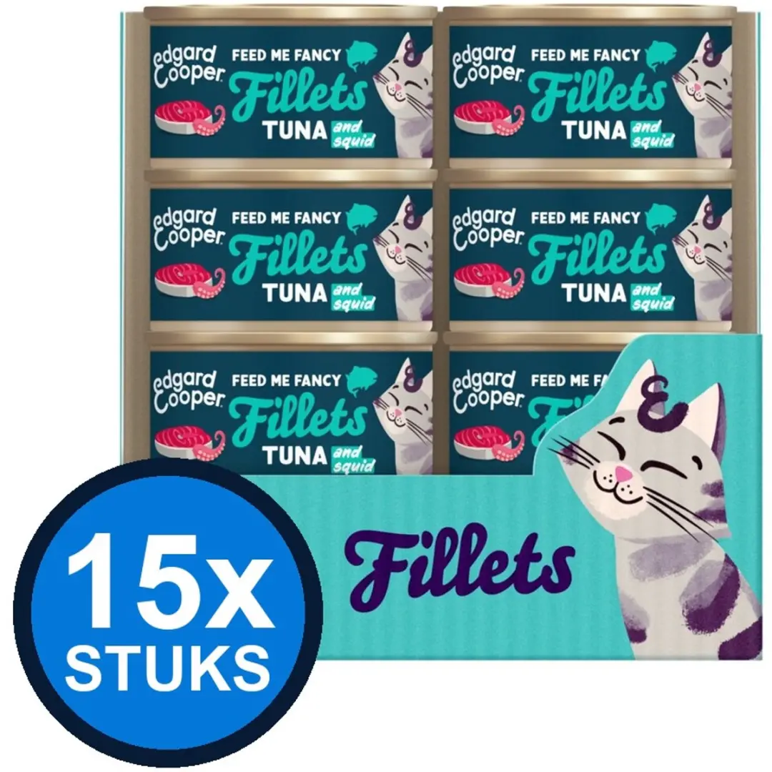 15x Edgard&Cooper kat fillets tonijn&inktvis 70gr