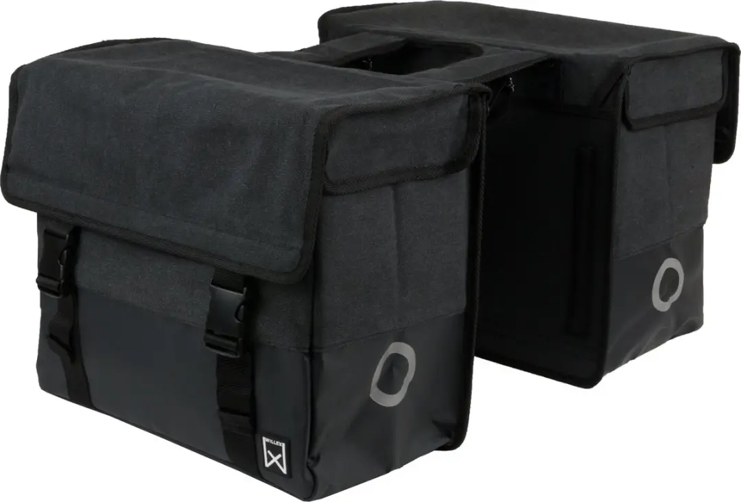 Willex Dubbele Fietstas Canvas 48L - Zwart/Matzwart