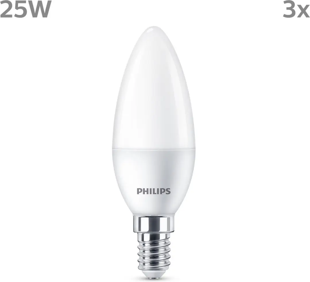 Philips LED Kaarslamp Mat 2.8W E14 Warmwit - 3 Stuks - afbeelding 3 van 6