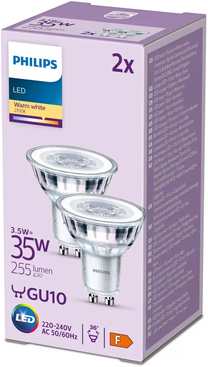 Philips LED Spot GU10 3,5W Warmwit - 2 Stuks - afbeelding 4 van 6
