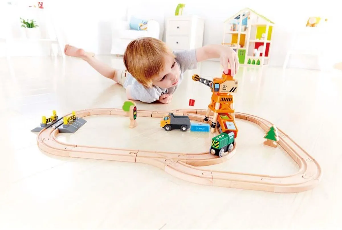Hape Grote Hijskraan 411883 - 3-delig - Veelkleurig