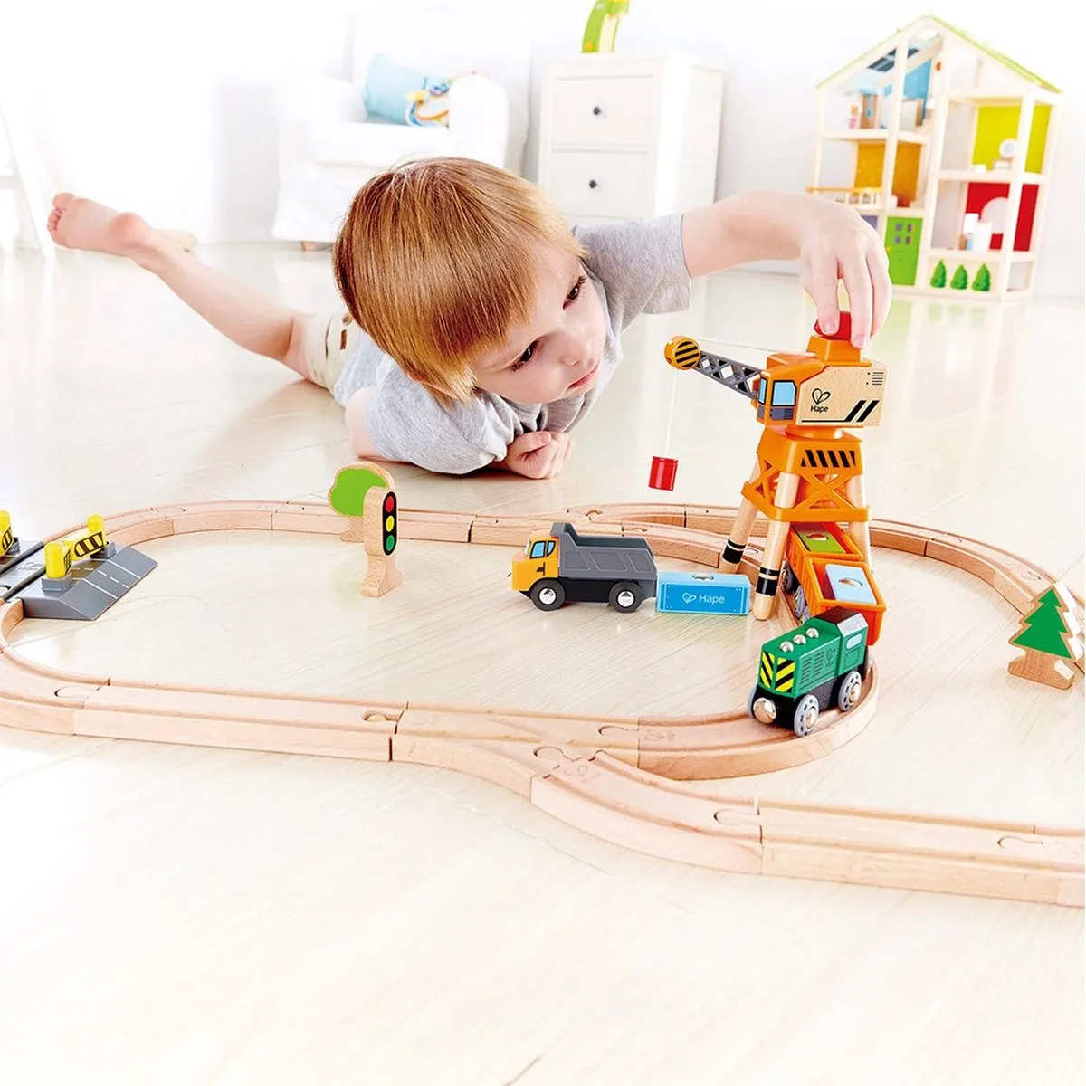Hape Grote Hijskraan 411883 - 3-delig - Veelkleurig