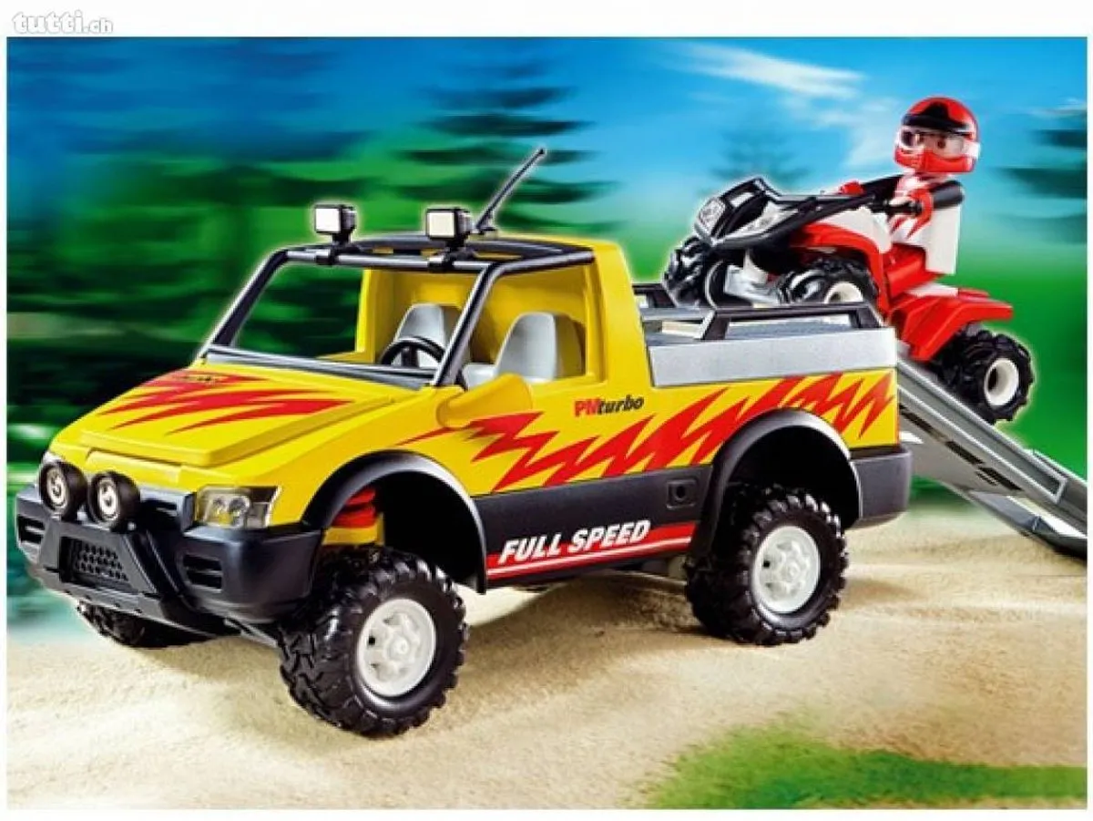 Playmobil Pick Up met Quad 4228 - Geel