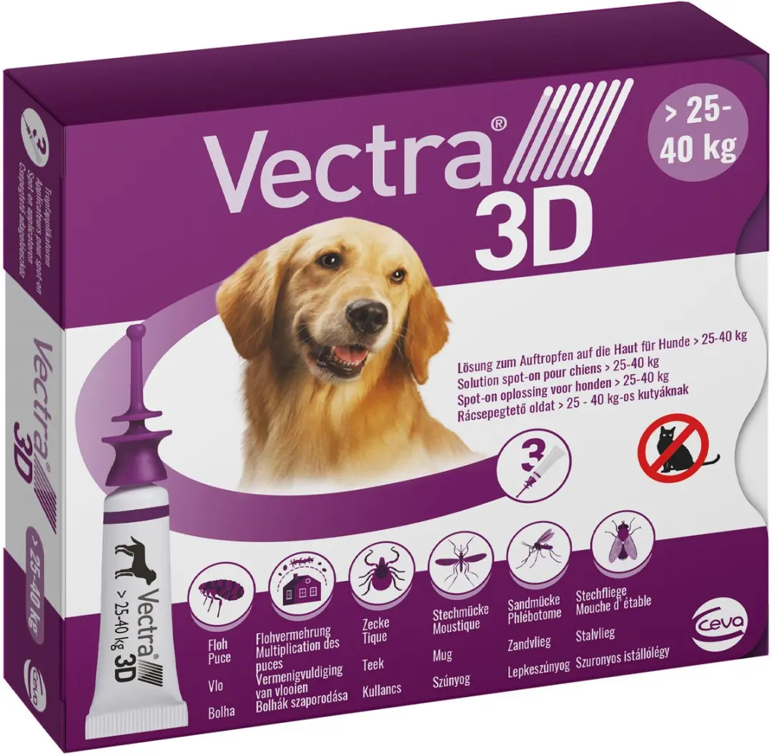 Vectra 3D Hond Anti Teken- en Vlooiendruppels 1.6ml - 3 Pipetten