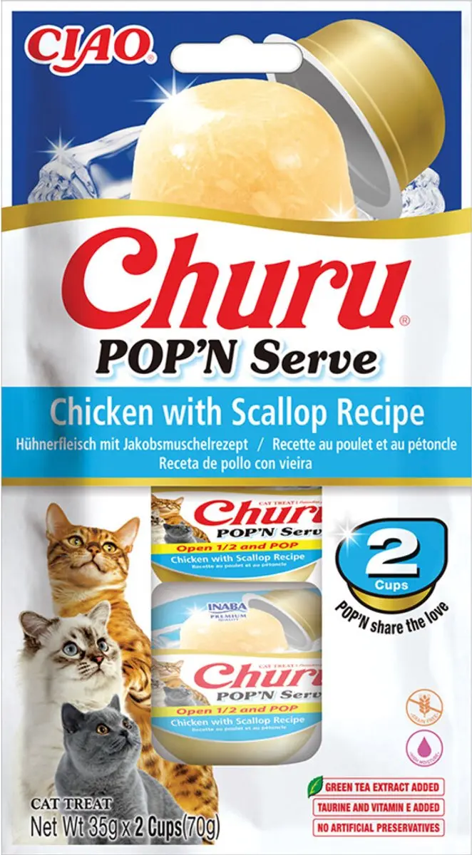 CIAO Kattensnack Churu Pop'n Serve Kip Scallop