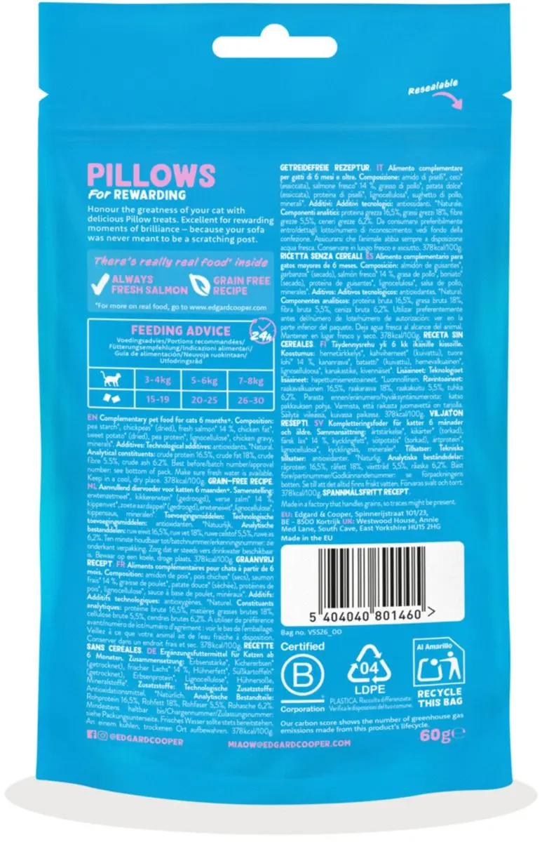 Edgard & Cooper Pillows Kattensnack Zalm 60g