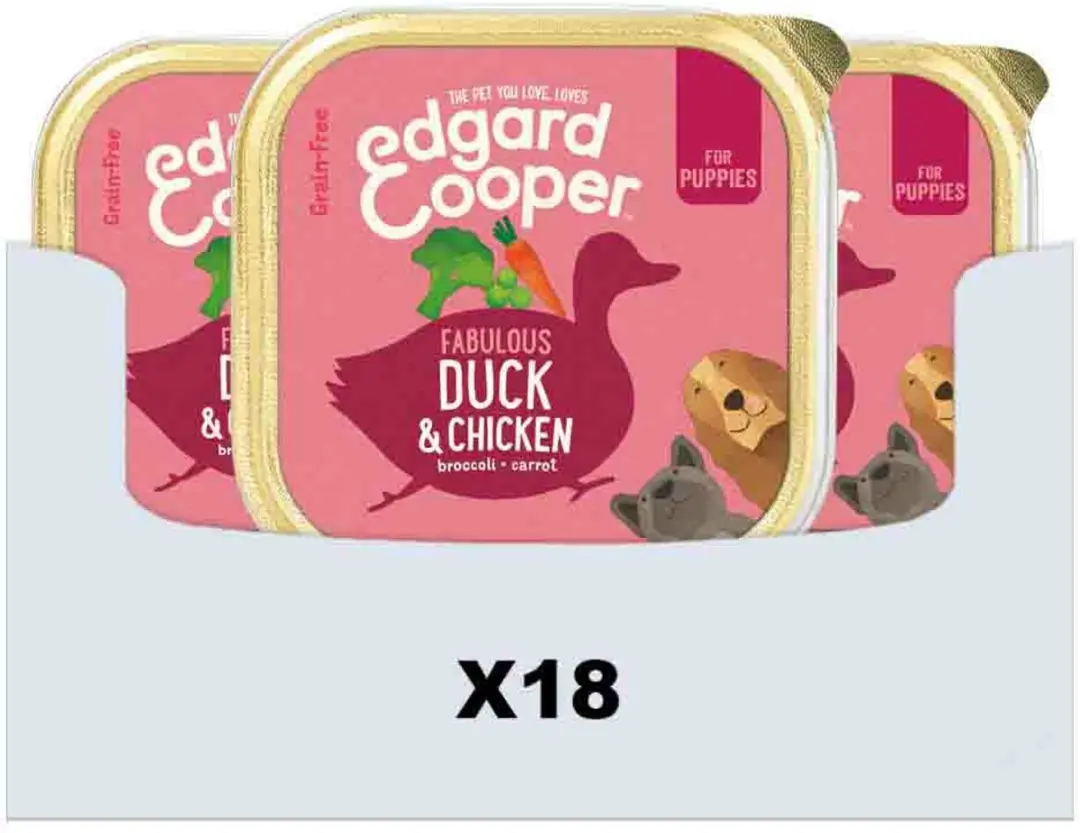 Edgard & Cooper Kuipje Puppy Natvoer Eend & Kip 300g - 18 Stuks - afbeelding 6 van 6