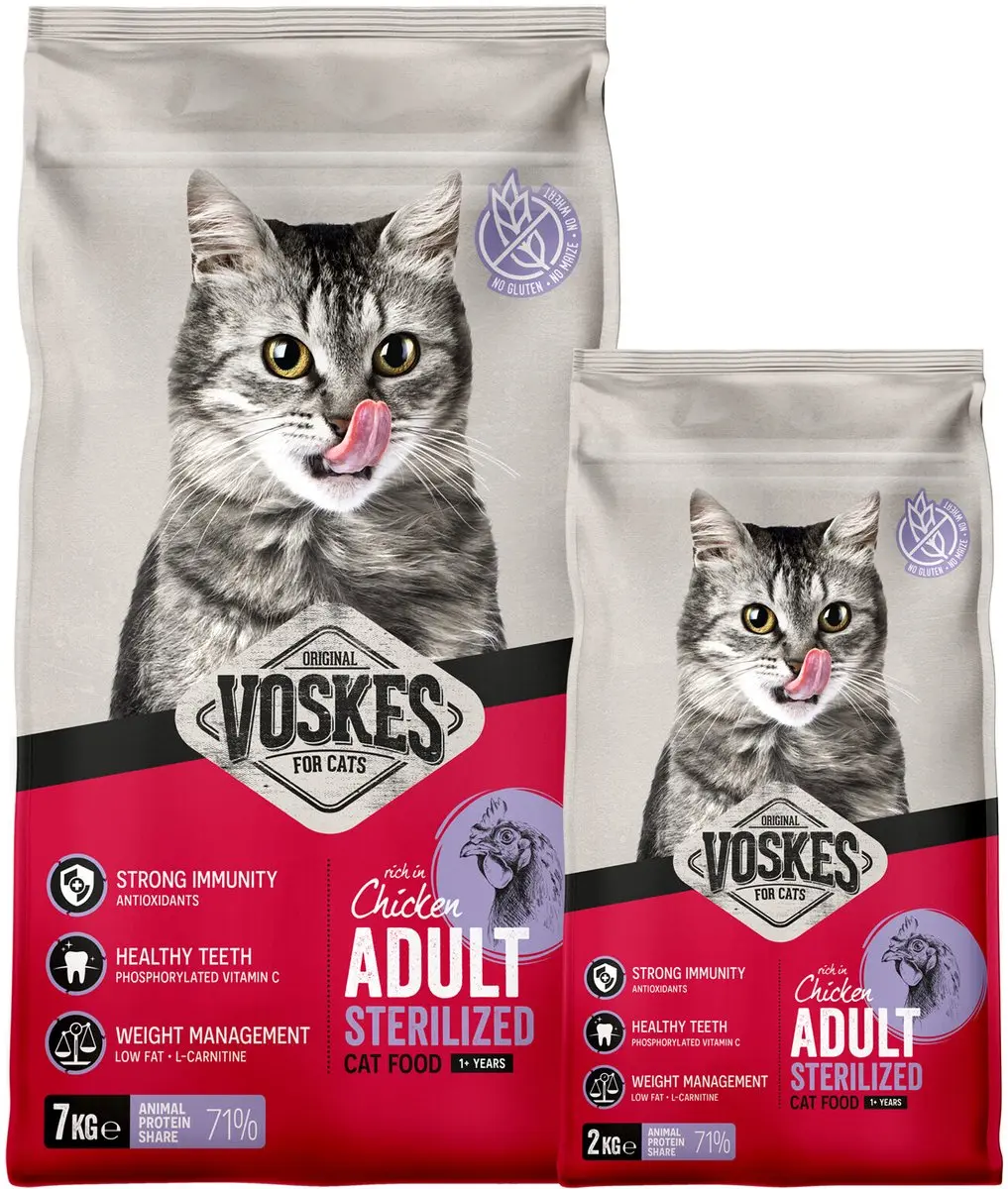 Voskes Kattenbrokken Sterilized Adult Kip 7kg