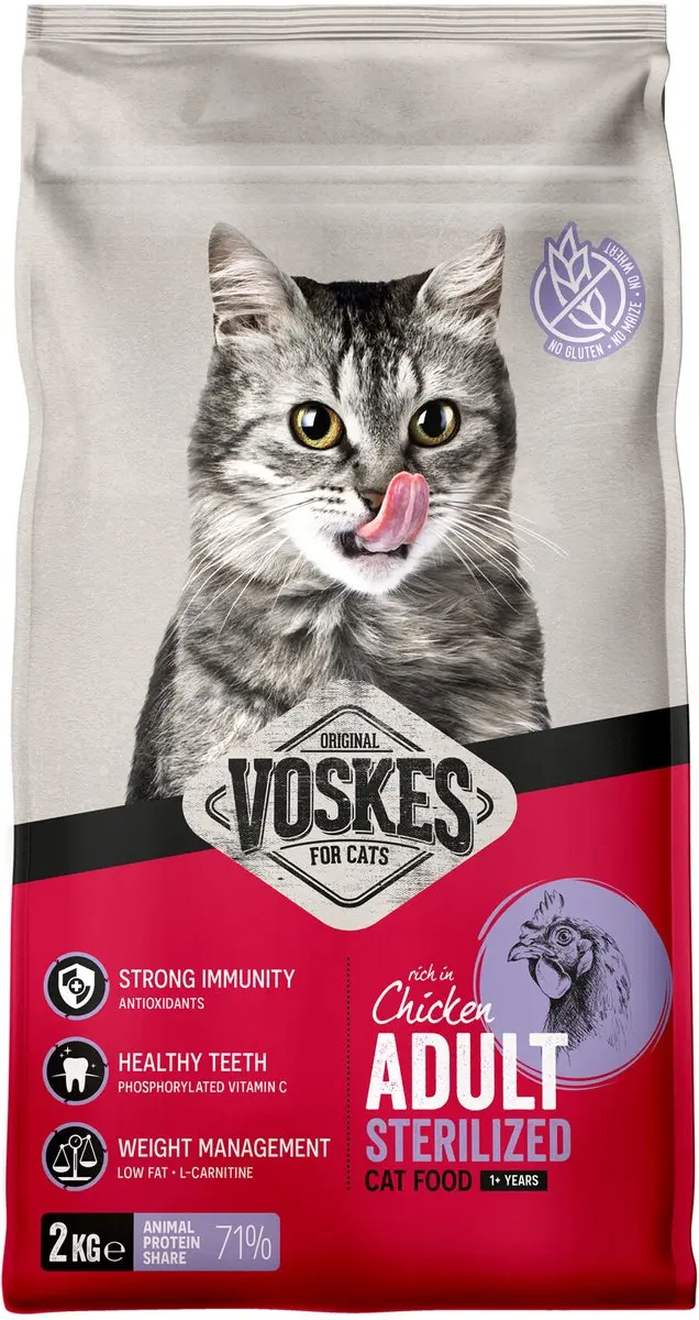 Voskes Kattenbrokken Sterilized Adult Kip 7kg