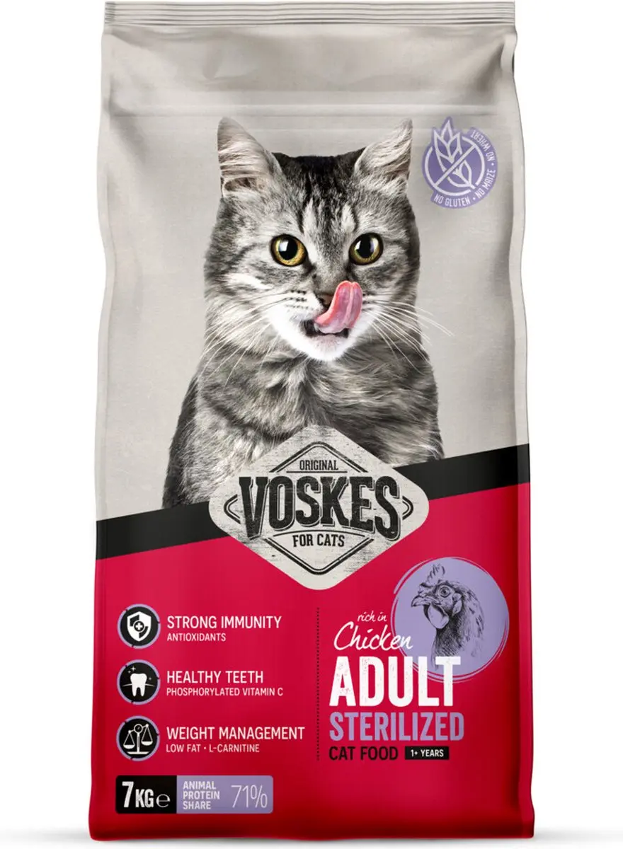 Voskes Kattenbrokken Sterilized Adult Kip 7kg