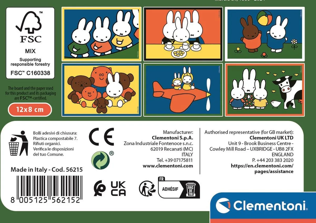 Clementoni Nijntje 6 Blokken Puzzel - 6 Stuks