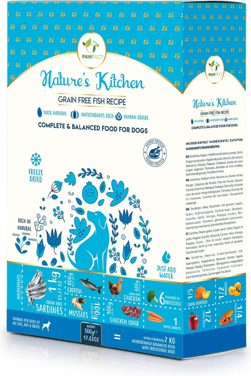 500 gr Pawfect freeze dried foods fish recipe hondenvoer