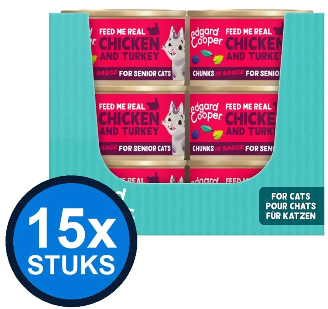 15x Edgard&Cooper kat senior chunks kip&kalkoen 85gr
