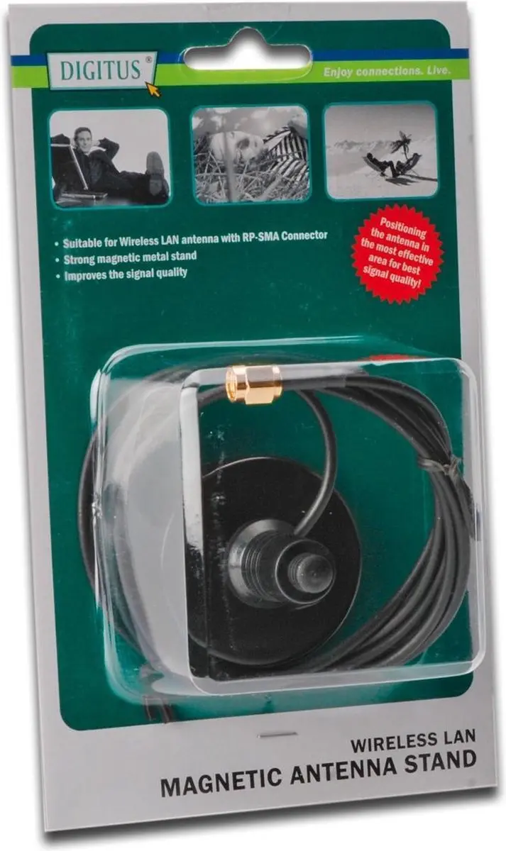 Digitus WiFi-antenne Verlengkabel RP-SMA 1.5m - Zwart - afbeelding 6 van 6