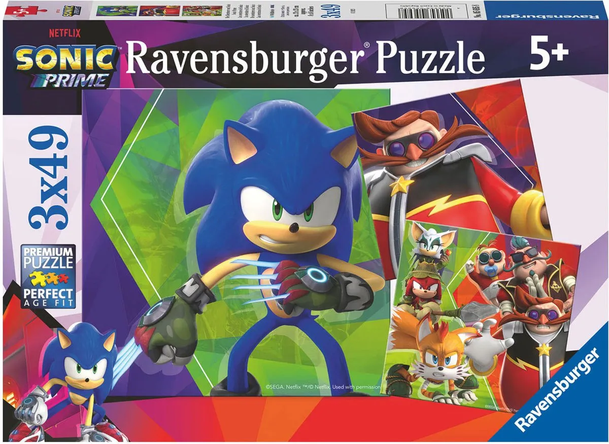 Ravensburger Sonic Prime Legpuzzel 49 Stuks - 3x49