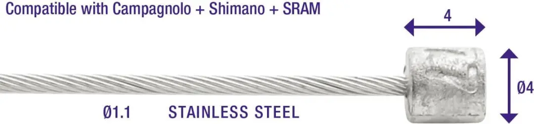 Elvedes Binnenkabel Versnelling RVS 3m - Nippel 4x4mm - 50 Stuks - afbeelding 4 van 6