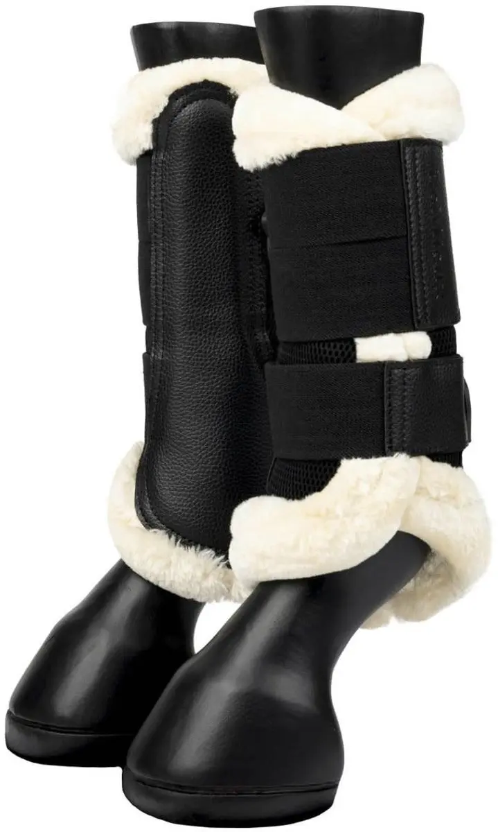 LeMieux Fleece Edge Mesh Borstelbeschermers Large - Zwart/Natuurlijk