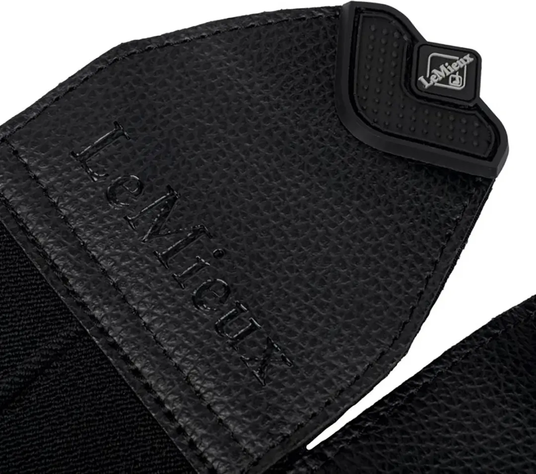 LeMieux Fleece Edge Mesh Borstelbeschermers Large - Zwart/Natuurlijk - afbeelding 6 van 6