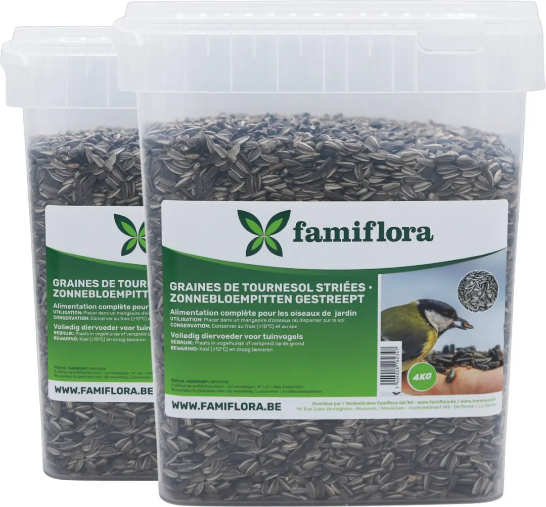 Famiflora Gestreepte Zonnebloempitten 8kg (2x 4kg Emmer)