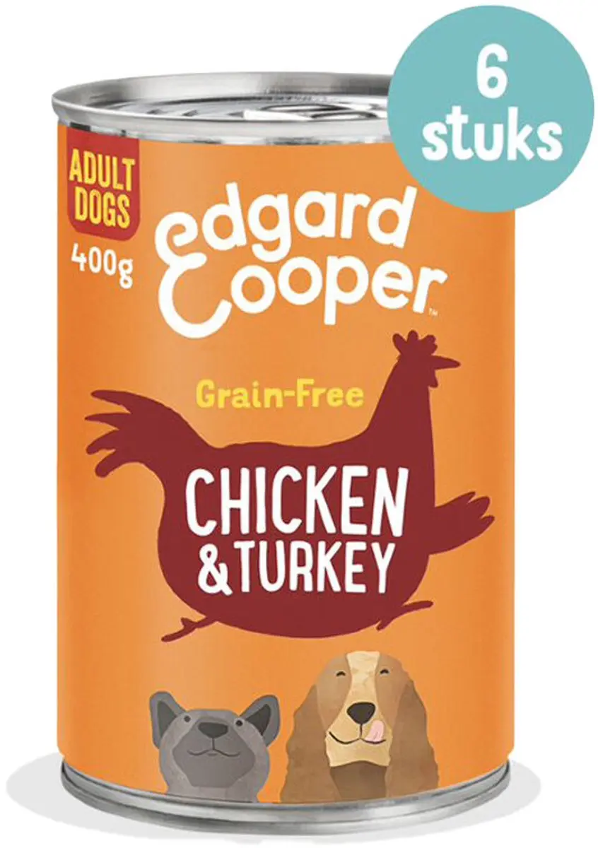 Edgard & Cooper Blik Hondenvoer Kip - Kalkoen 400g - 6 Stuks - afbeelding 6 van 6