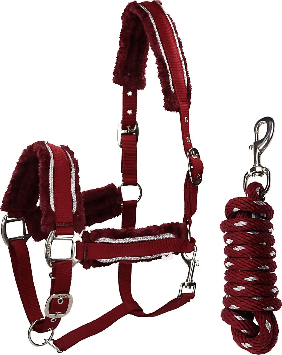 Qhp Halsterset Dolci Rood-zilver