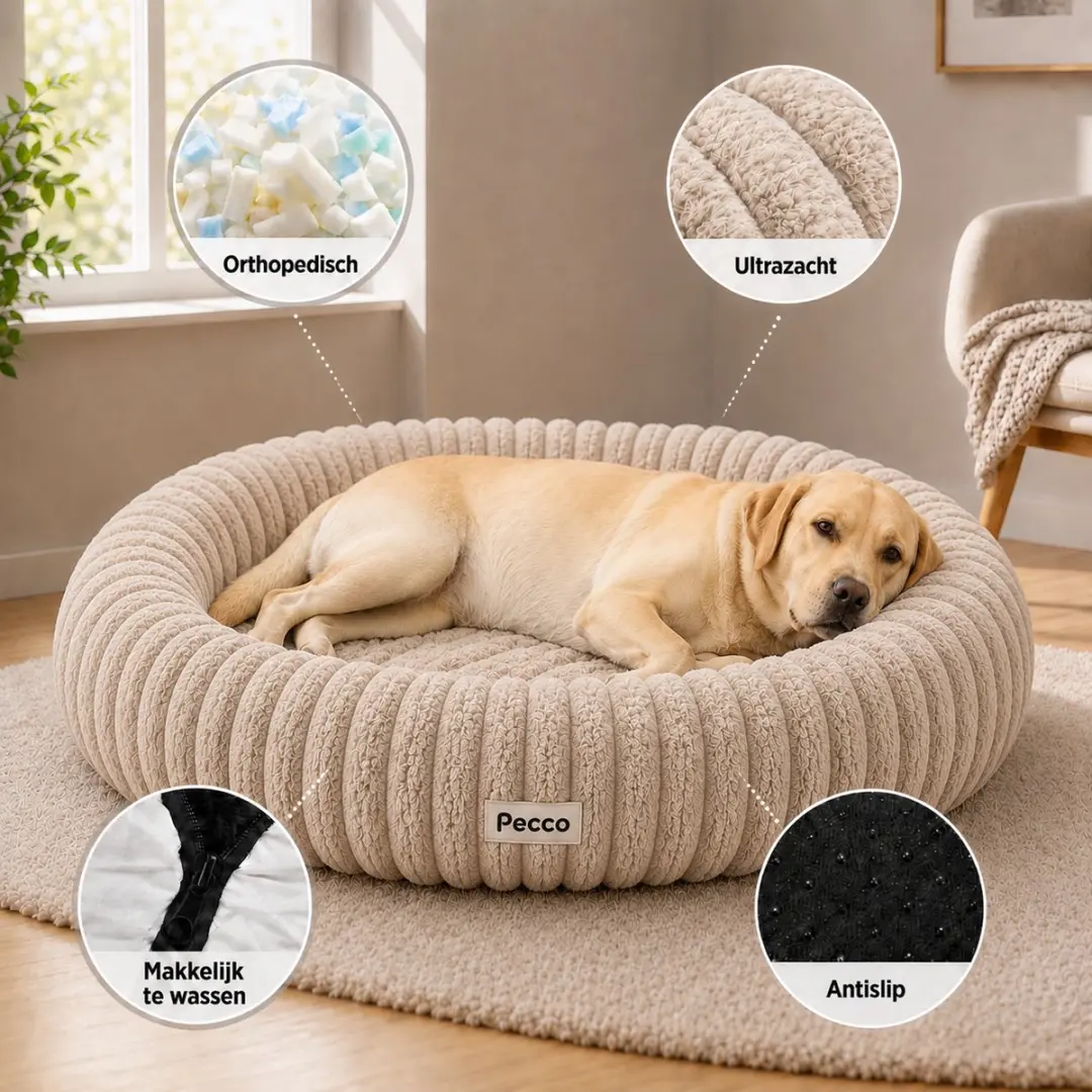 Pecco Orthopedische Hondenmand 100cm - Extra Dik - Beige