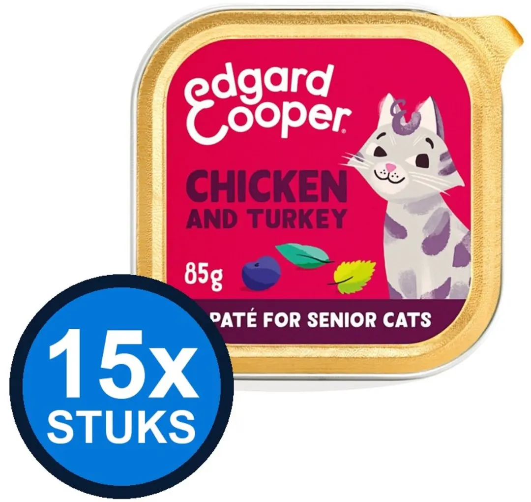 15x Edgard&Cooper kat senior paté kip&kalkoen 85gr