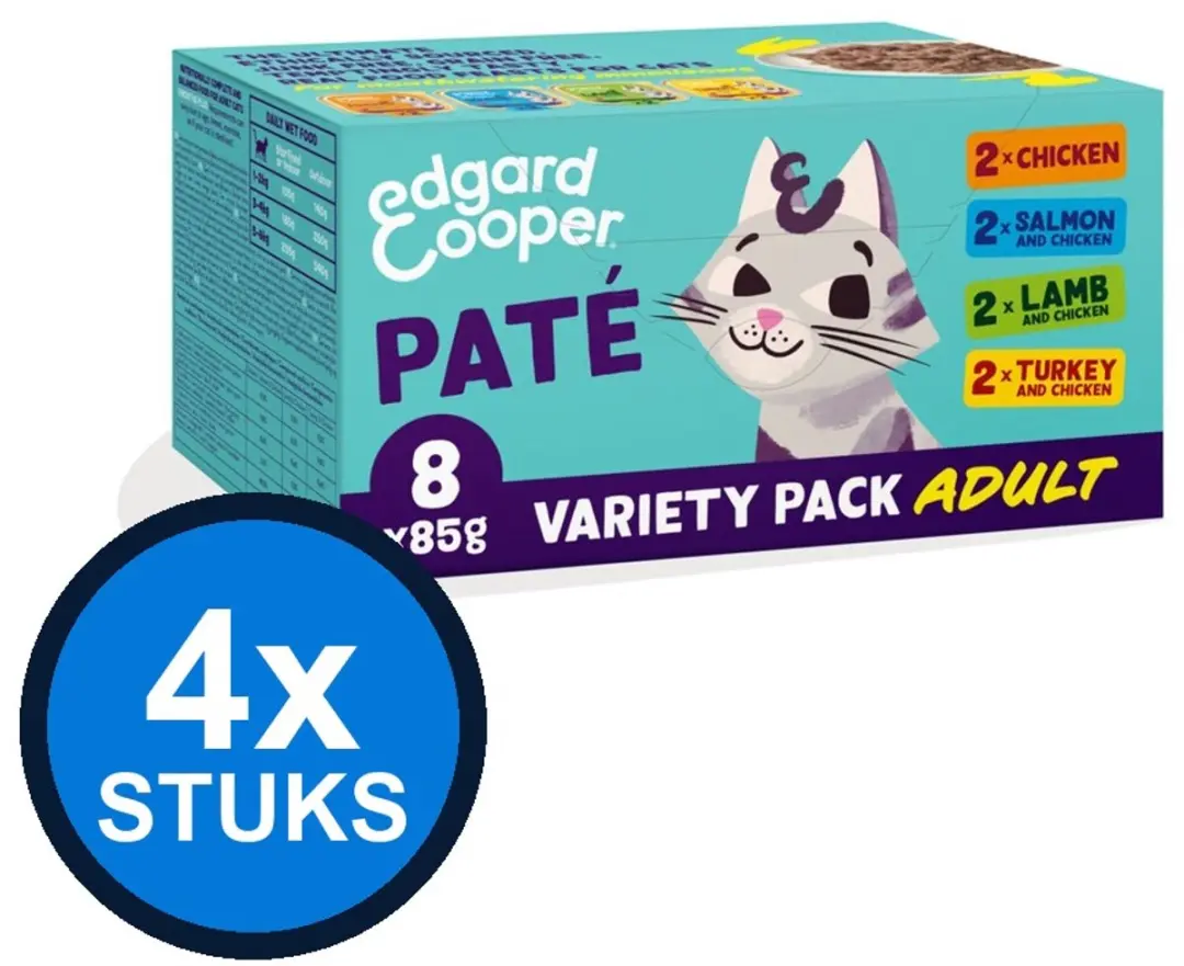 4x Edgard&Cooper kat adult paté multipack 8x85gr