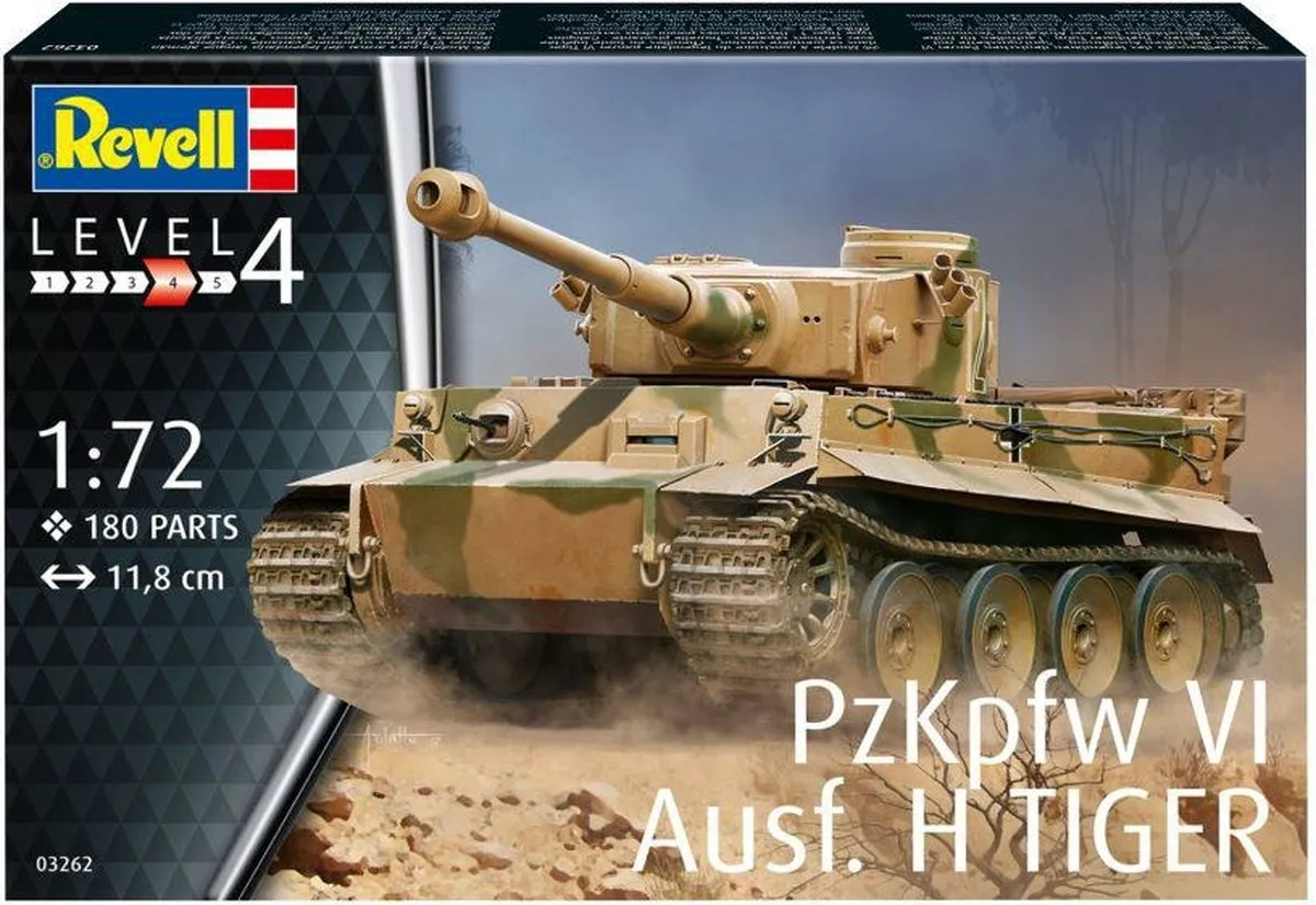 Revell PzKpfw VI Ausf. H Tiger 1:72 Modelbouwpakket - 180 Onderdelen - Multi