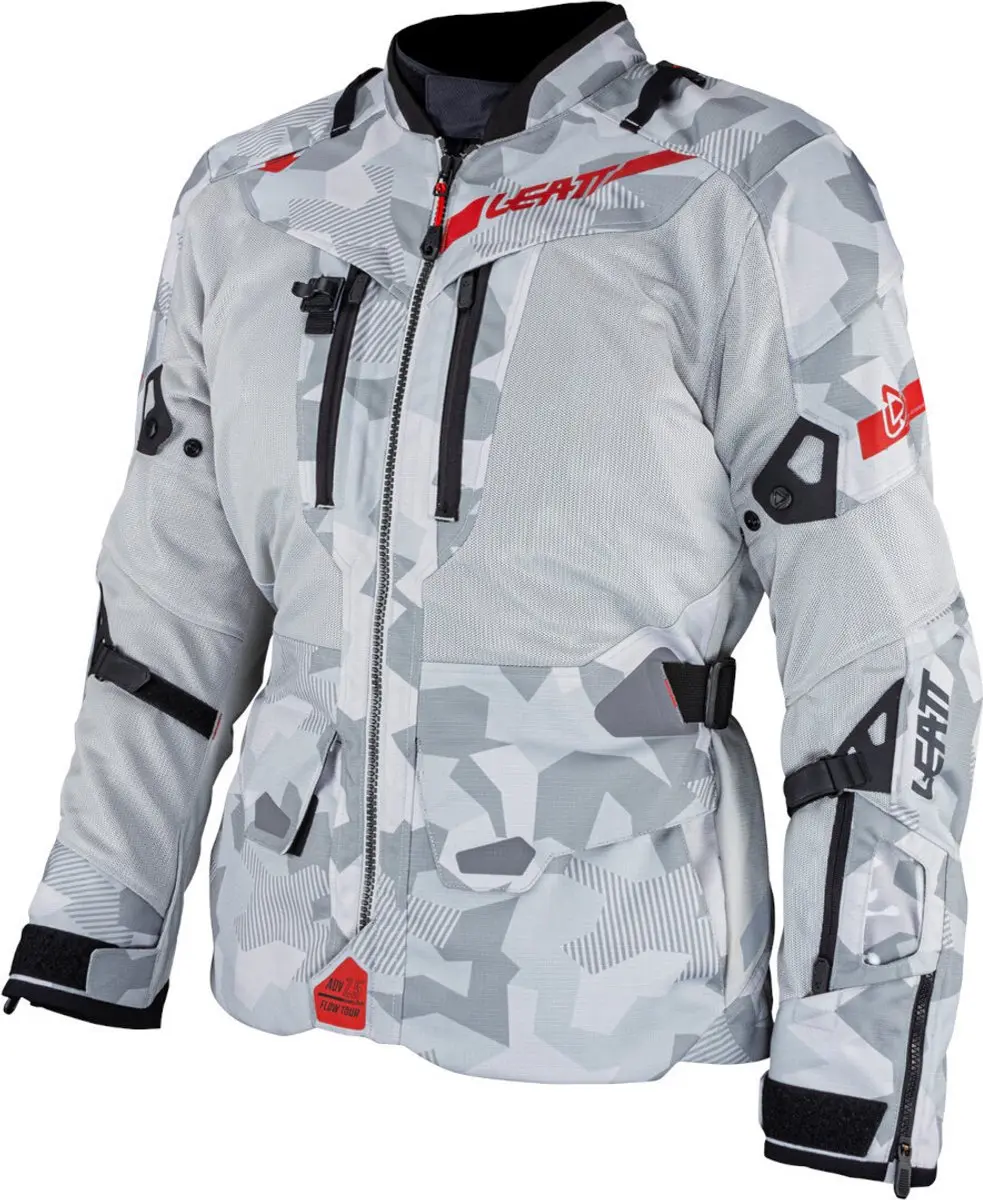 Leatt ADV FlowTour 7.5 Staal Lichtgrijs Zwart Rood Waterdichte Textieljas
