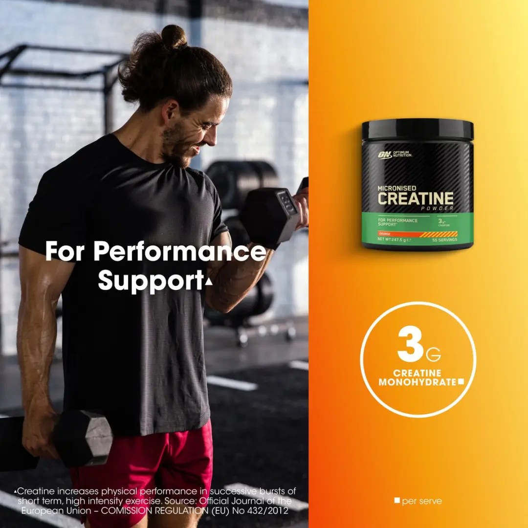 Optimum Nutrition Micronized Creatine Poeder 247g - 55 Doseringen - Oranje - afbeelding 3 van 6