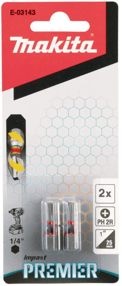 Makita Impact Premier PH2 25mm Slagschroefbit - 2 Stuks - afbeelding 2 van 4