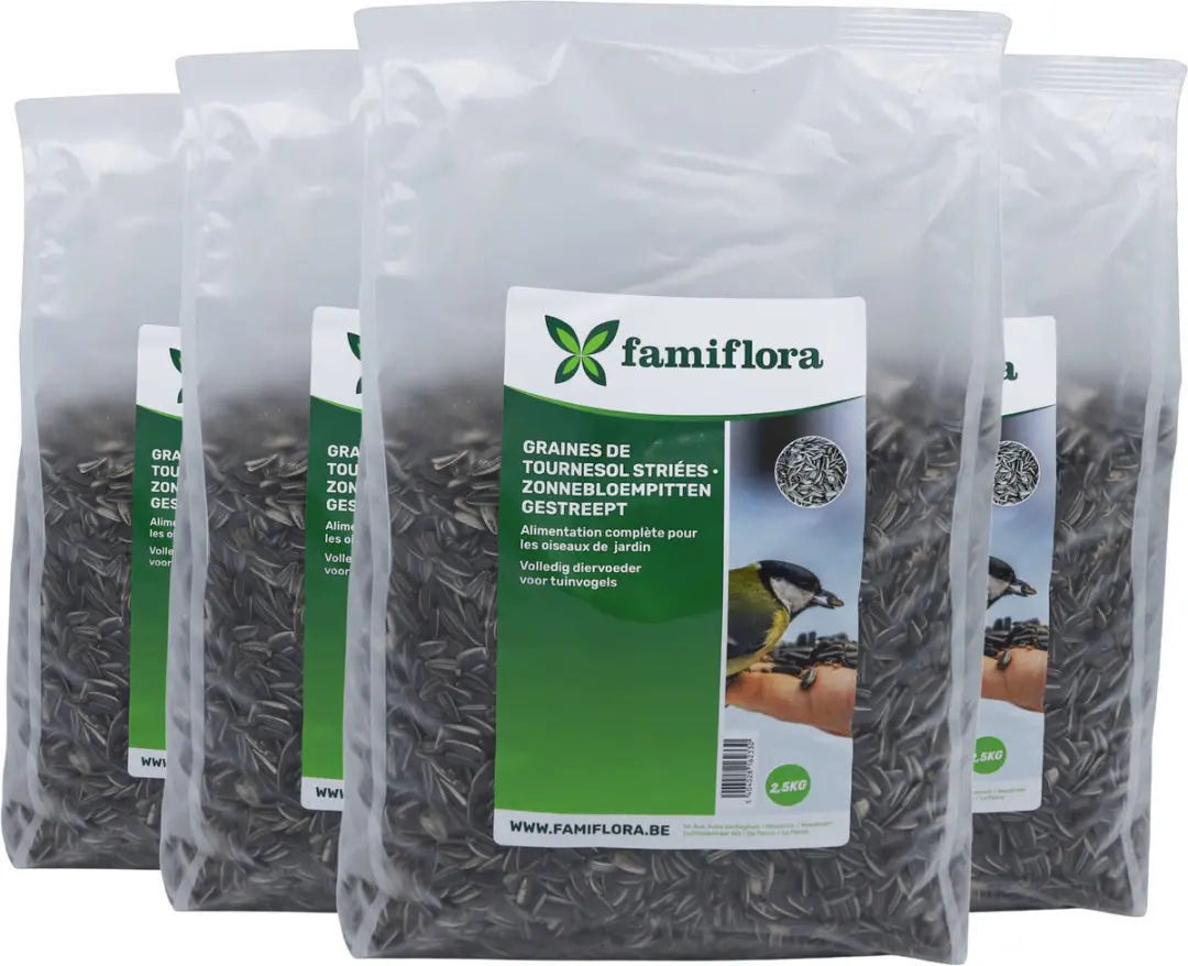 Famiflora Gestreepte Zonnebloempitten 10kg (4x 2.5kg)