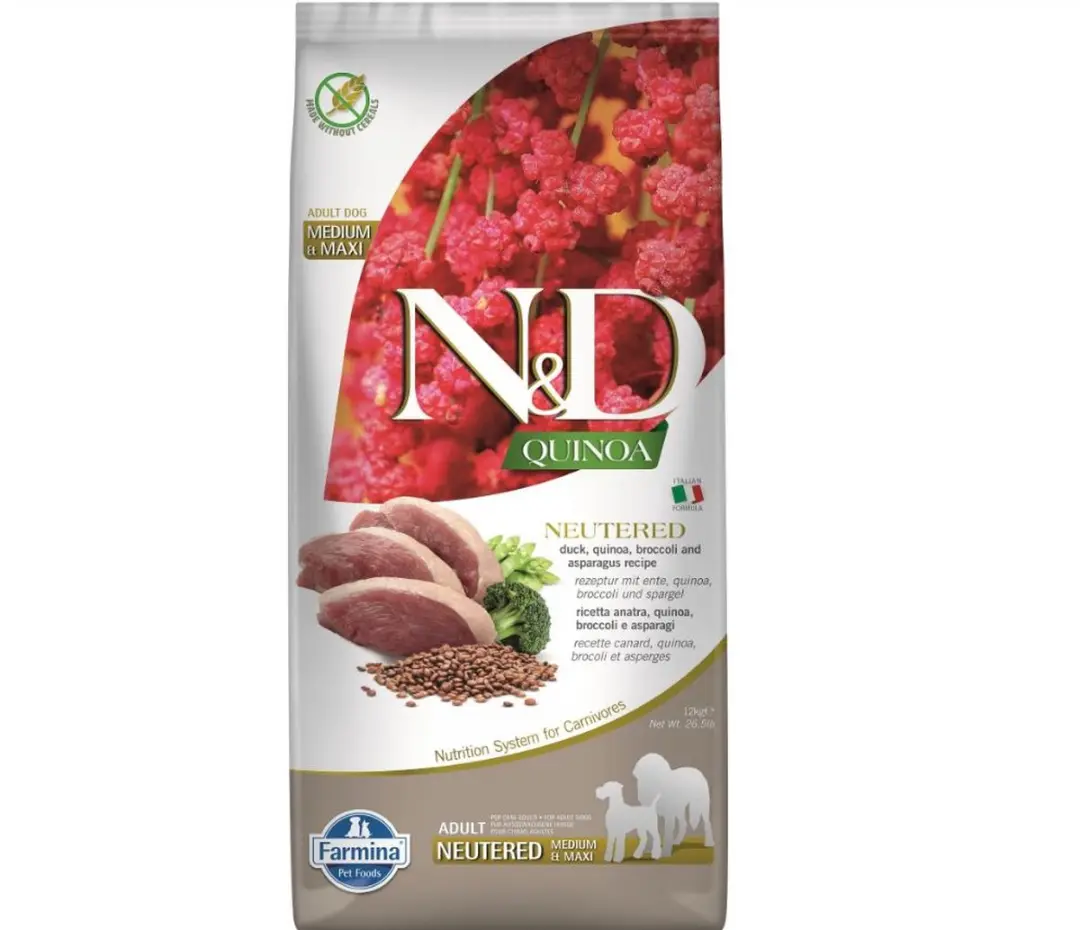 N&D Quinoa voeding voor de Gecastreerde Hond medium/maxi 12 kg