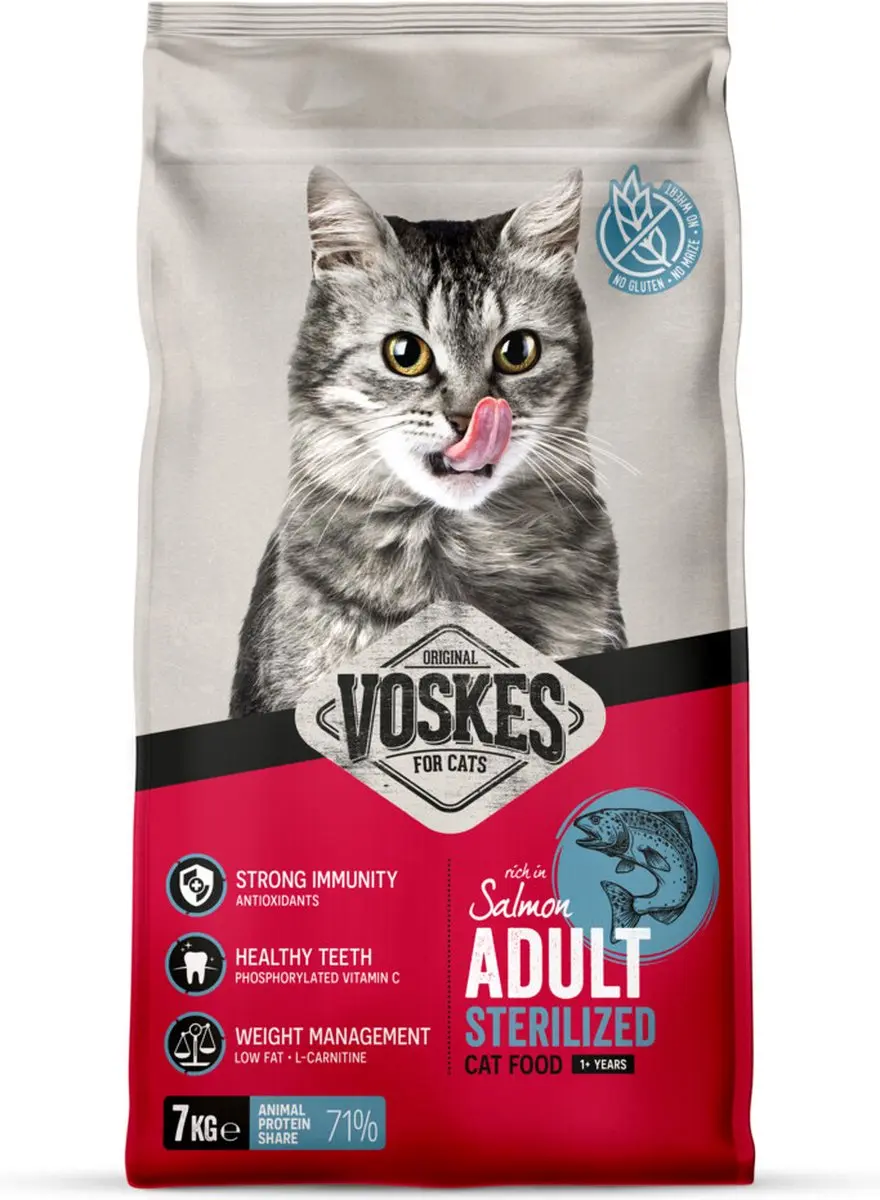Voskes Kattenbrokken Sterilized Adult Zalm 7kg