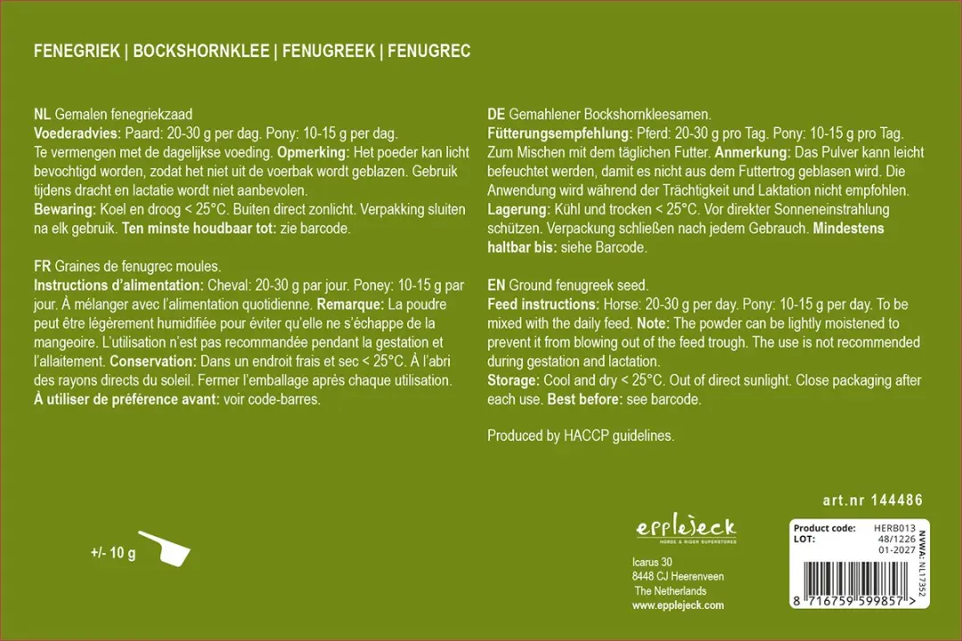 Epplejeck Fenegriekpoeder - 2 Stuks