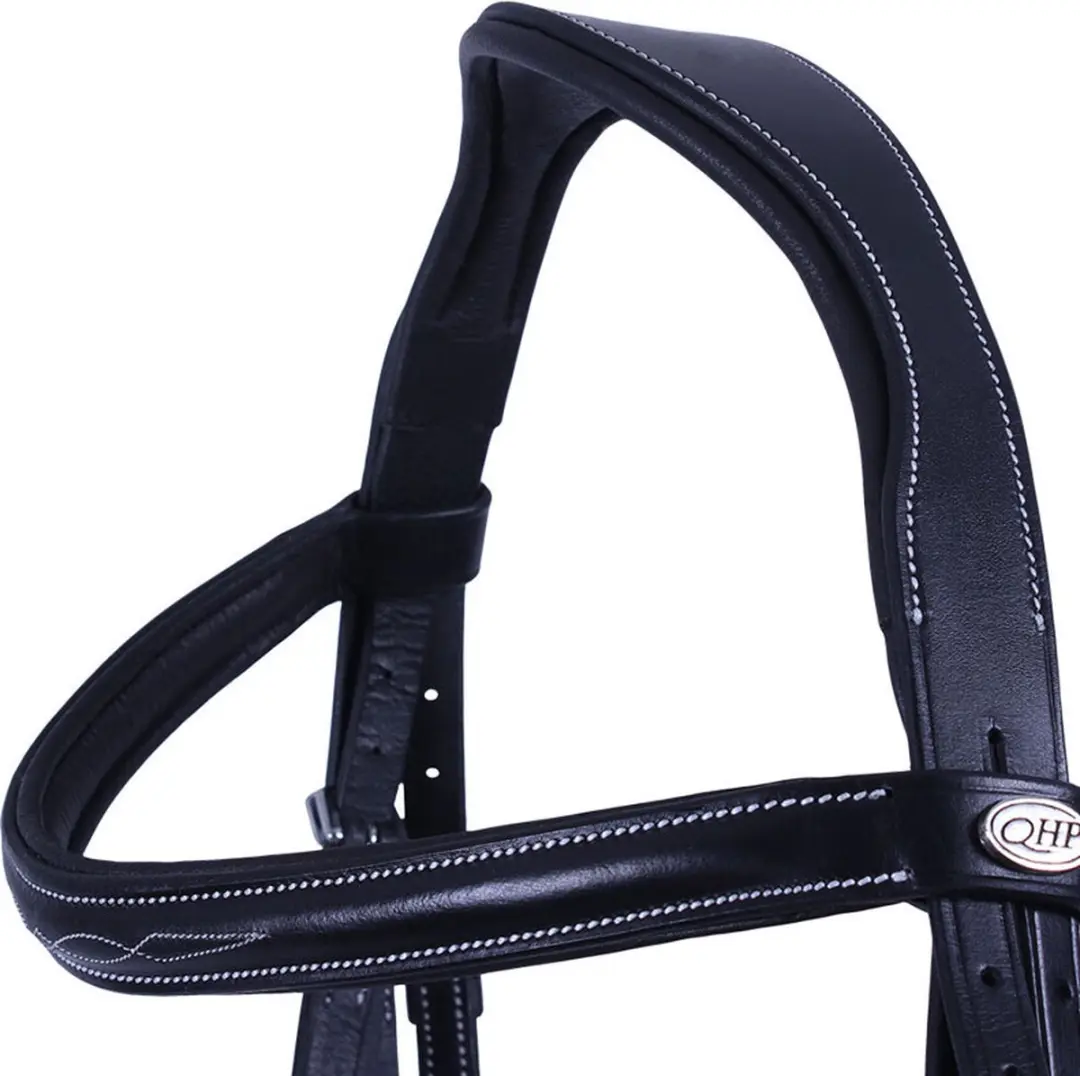 QHP Hoofdstel Luxe Stiksel Cob - Zwart