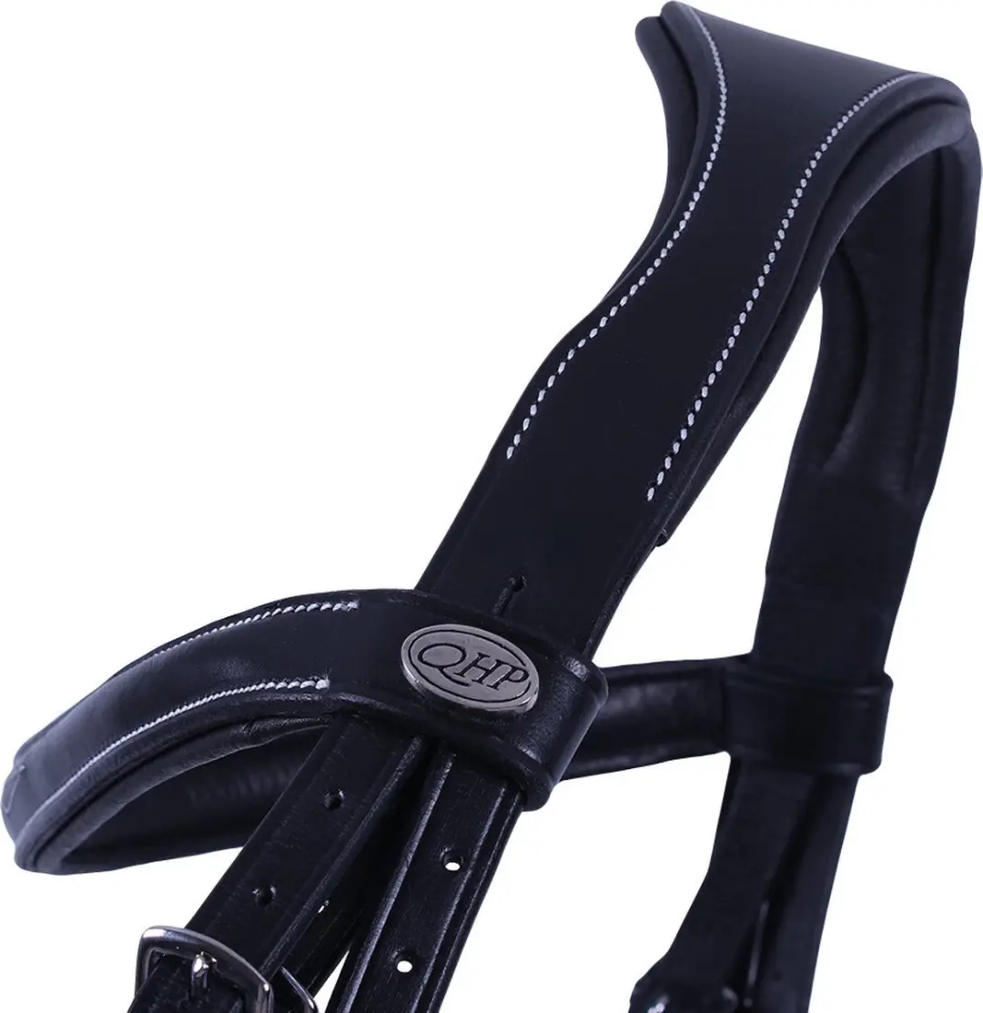 QHP Hoofdstel Luxe Stiksel Cob - Zwart - afbeelding 6 van 6