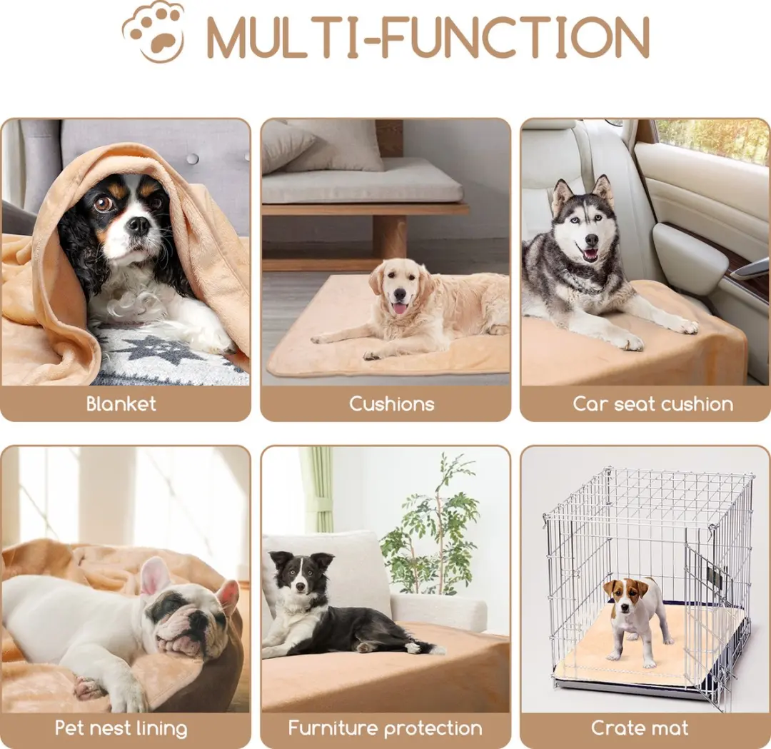 Nobleza Hondenmat 120x100cm - Zacht Microvezel - Bruin Beige