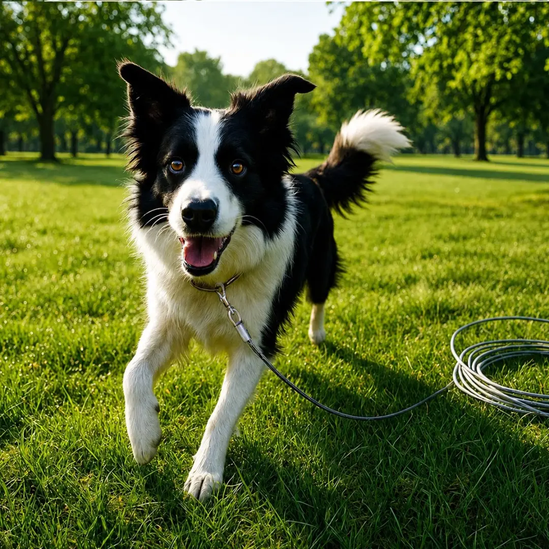 Nobleza Aanleglijn Hond 6m - Staalkabel met Musketonhaken