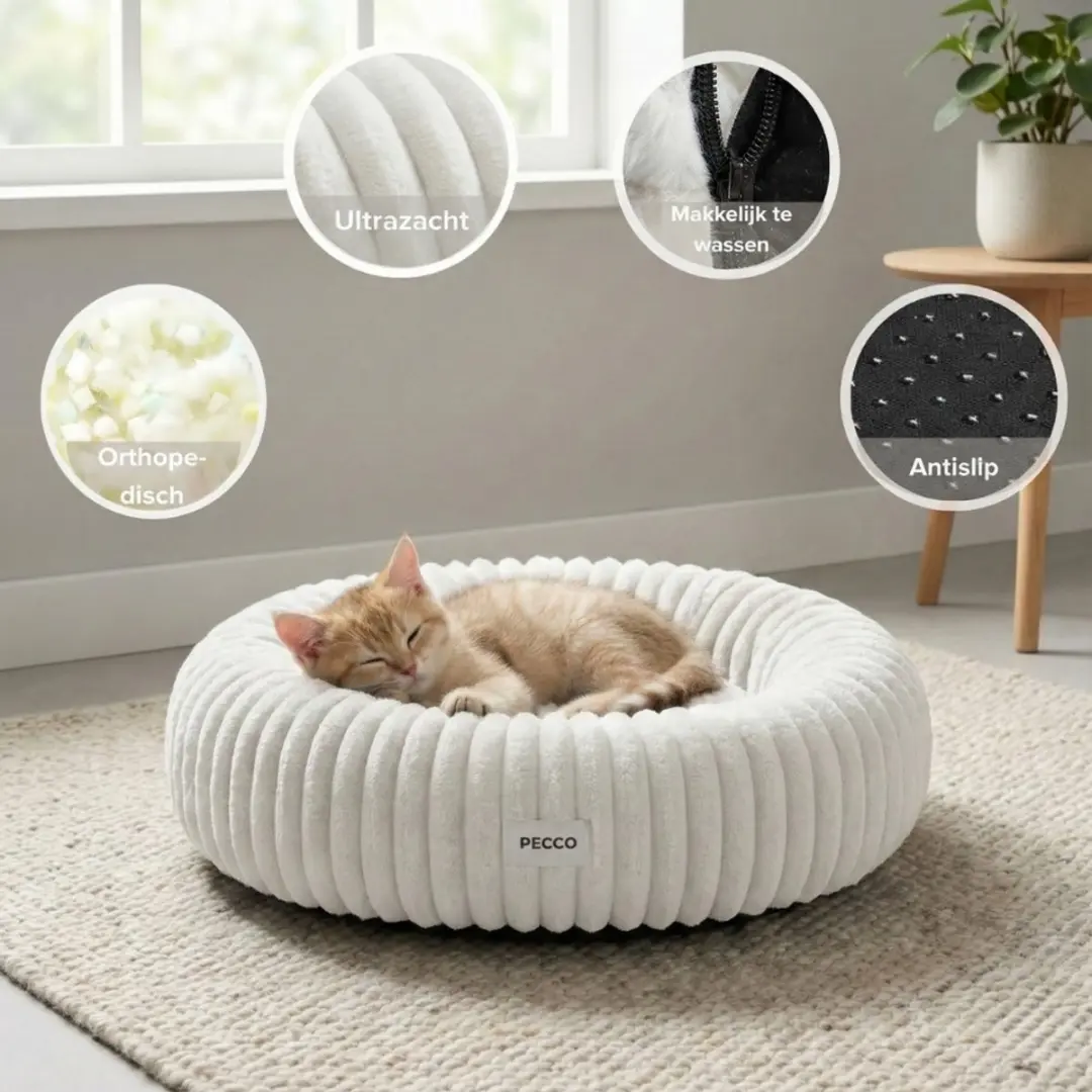 Pecco Luxe Orthopedische Donutmand 50cm - Wit