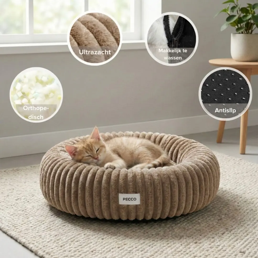 Pecco Luxe Orthopedische Kattenmand 50cm - Beige