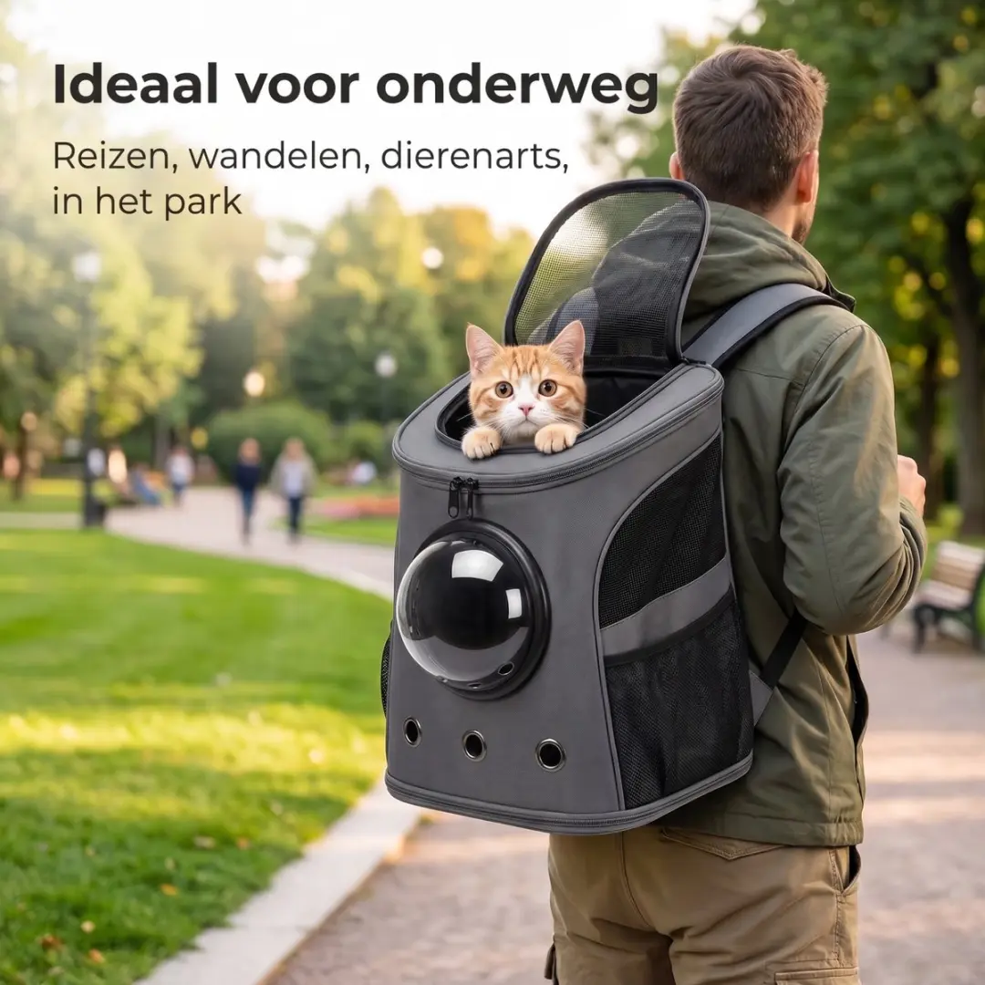 Pecco Hondenrugzak Kattenrugzak - Tot 8 kg - Grijs/Zwart