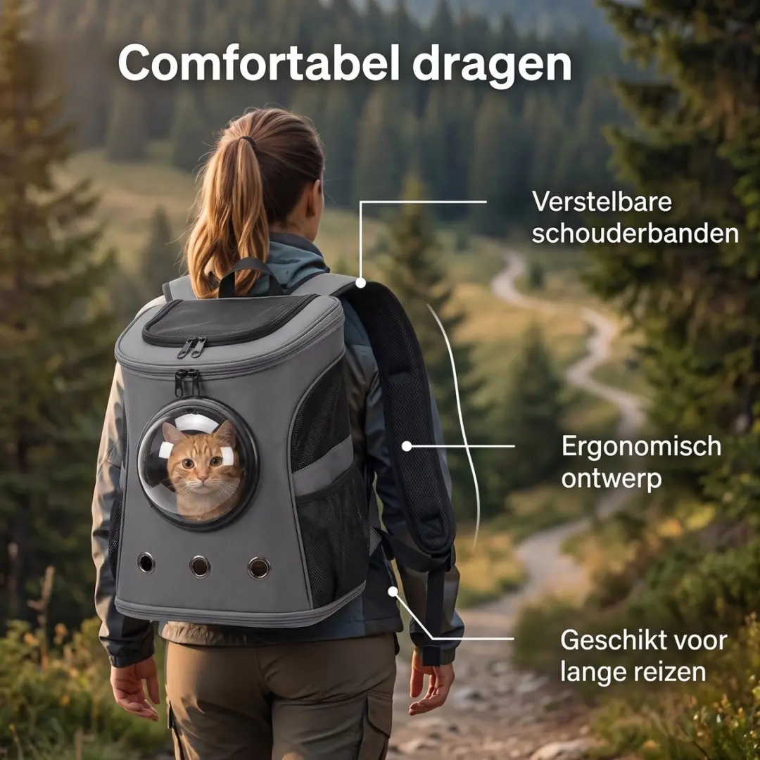 Pecco Hondenrugzak Kattenrugzak - Tot 8 kg - Grijs/Zwart